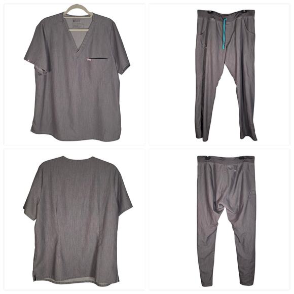 Figs Other - Figs Women’s 2‑Piece Scrub Set XL Catarina Top & Kade Cargo Pants Graphite Gray